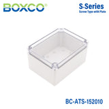 Boxco S-Series 150x200x100mm Plastic Enclosure, IP67, IK08, ABS, Transparent Cover, Screw Type