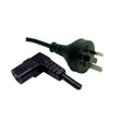 3M 3 Pin Plug to Right Angled IEC Female Connector 10A. SAA Approved Power Cord. BLACK Colour