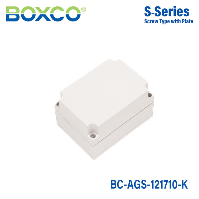 Boxco S-Series 125×175×100mm Plastic Enclosure, IP67, IK08, ABS, Grey Cover, Screw Type