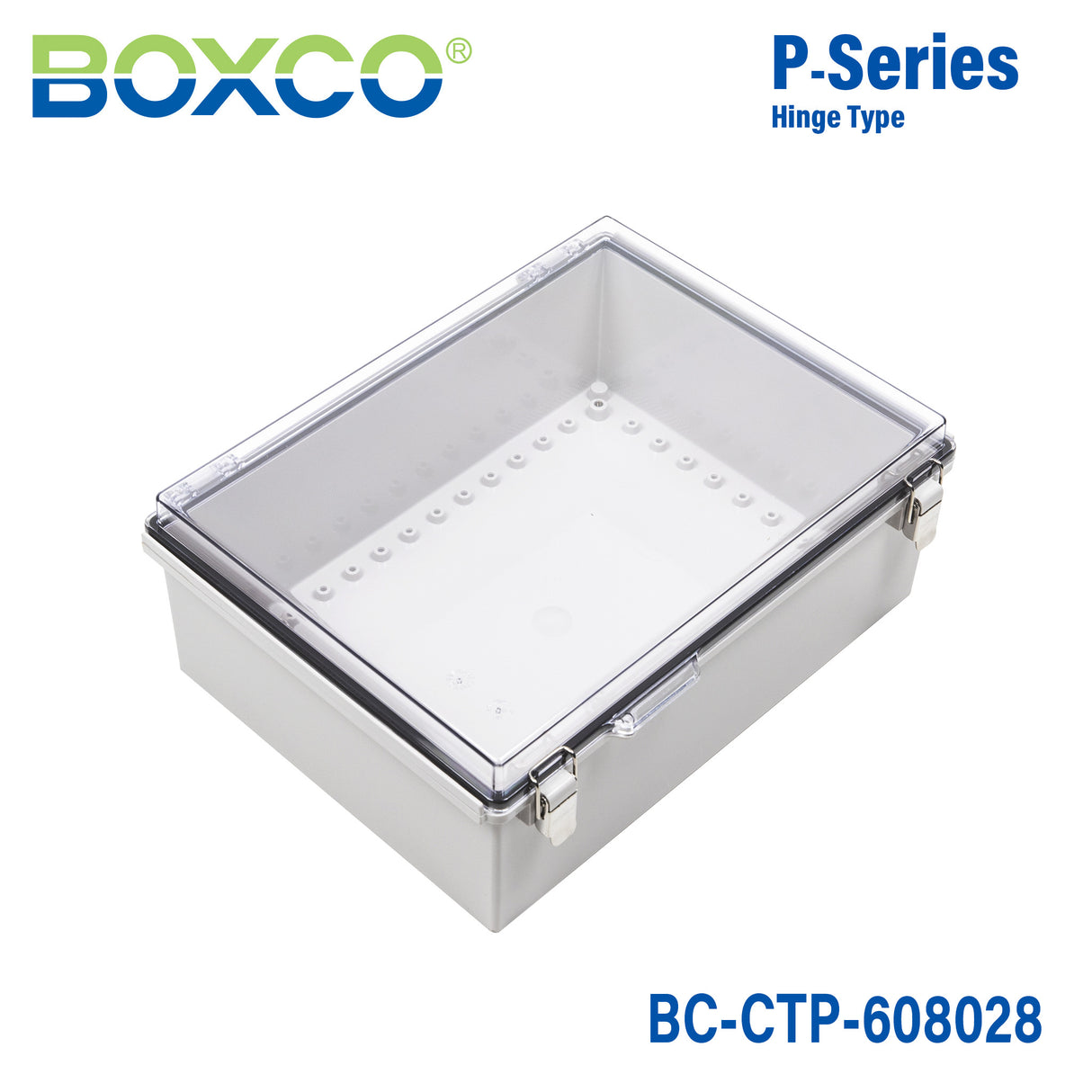 Boxco P-Series 630x830x285mm Plastic Enclosure, IP67, IK08, PC, Transparent Cover, Molded Hinge and Latch Type